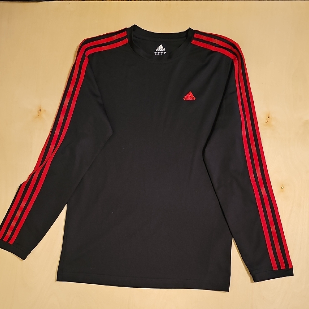 Adidas Black Shirt with Red Stripes